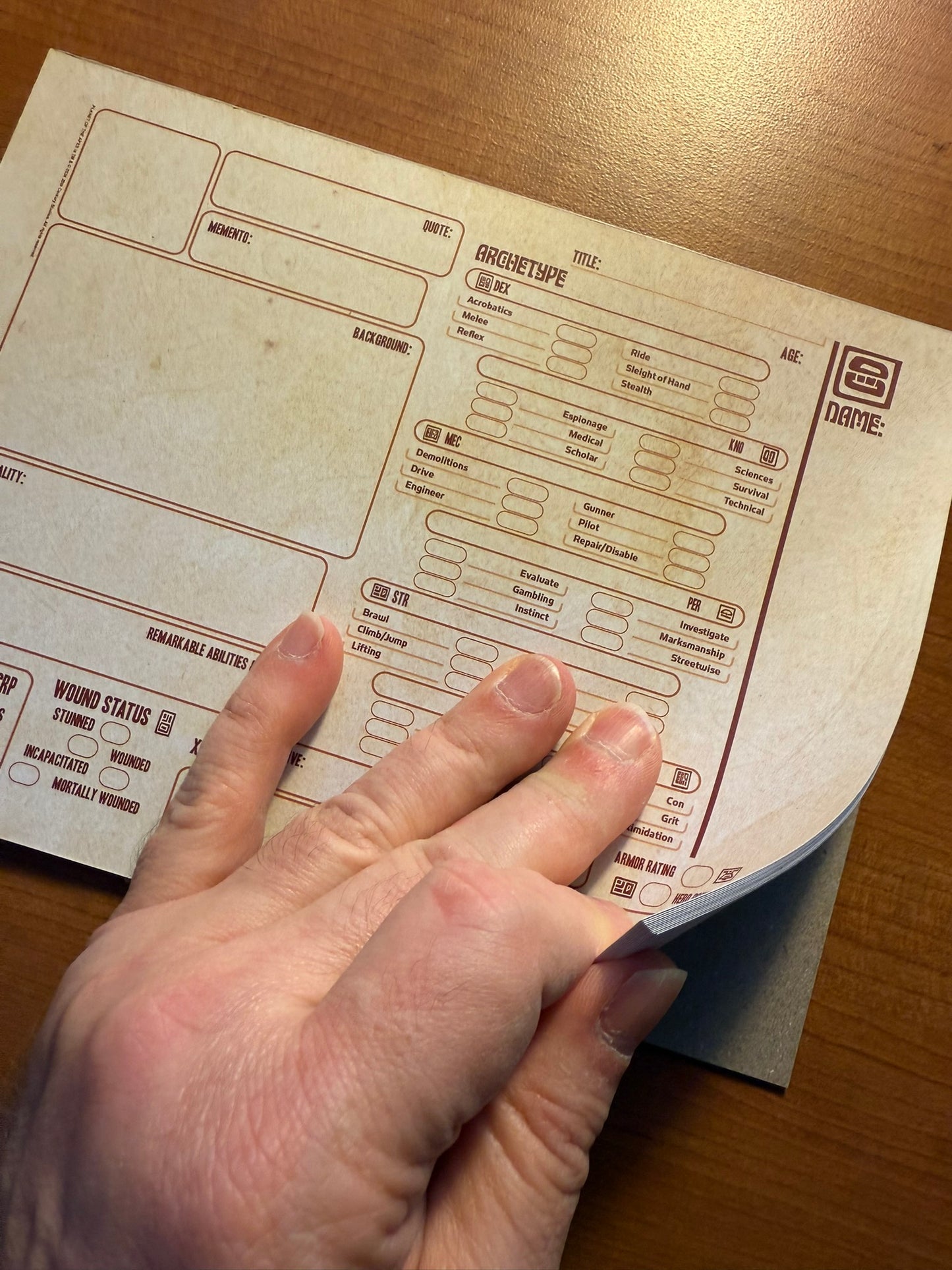 PLANET OF THE APES RPG: Extra POTARPG Character Sheet Pad