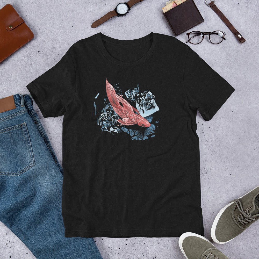 Terada Fish (on black) Unisex t-shirt