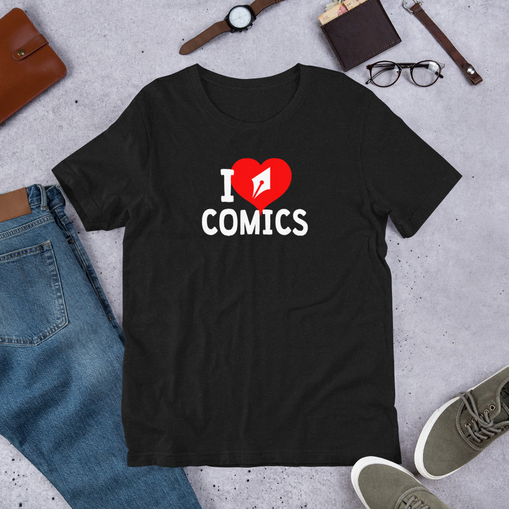 I make/love comics (on color) Unisex t-shirt