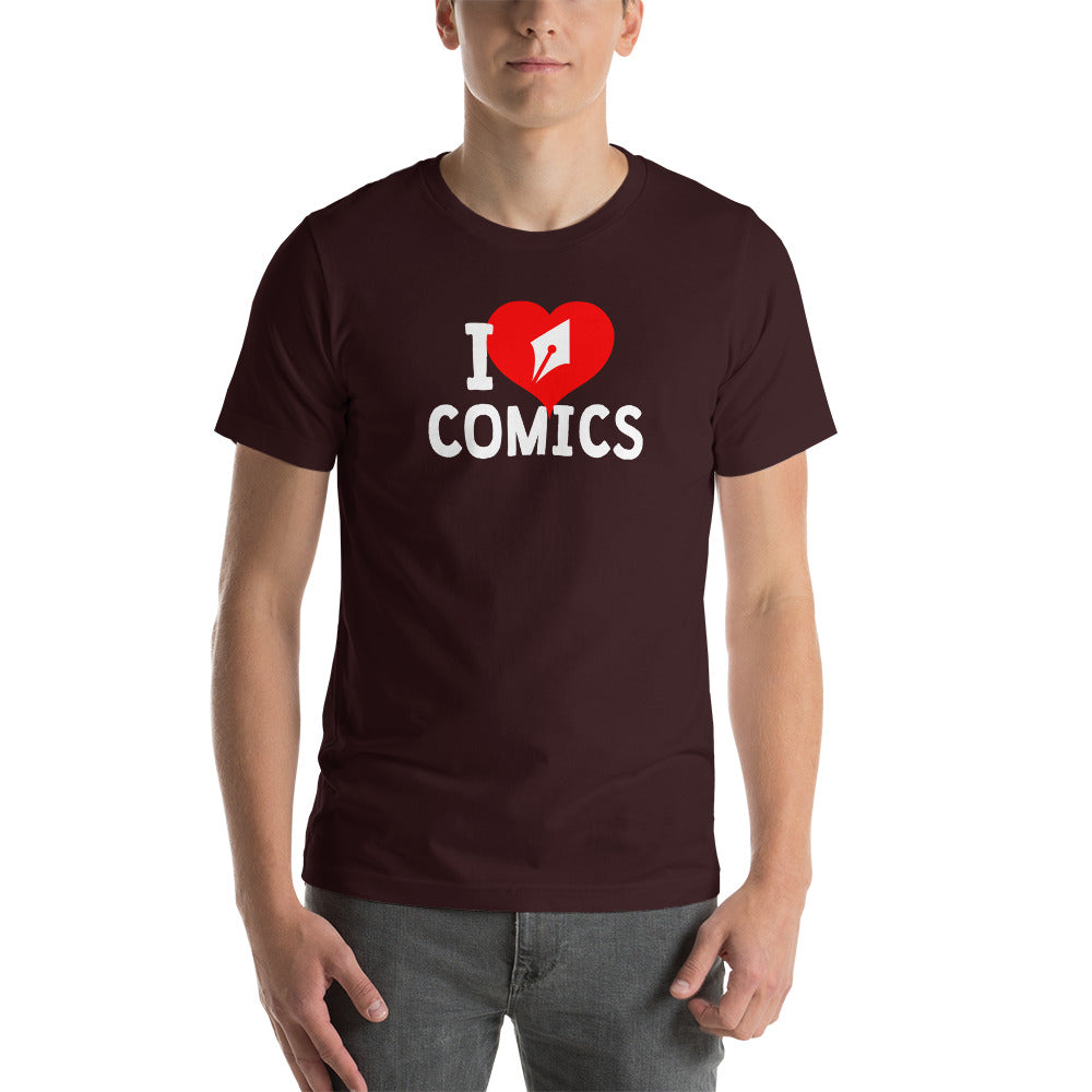 I make/love comics (on color) Unisex t-shirt