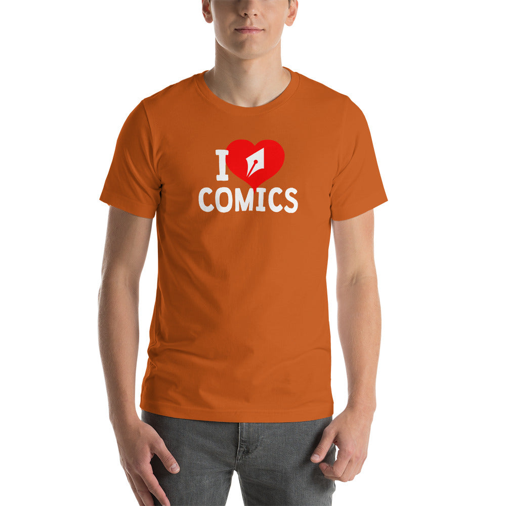 I make/love comics (on color) Unisex t-shirt